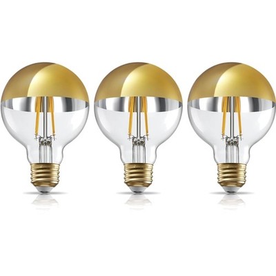 Dimmable Half Chrome Light Bulb, 7W 75W Eqv., Anti Glare LED Light Bulbs,  Li...