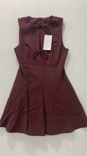 Zara Sleeveless Fit & Flare Dress Burgundy Tie Front Size Small NWT
