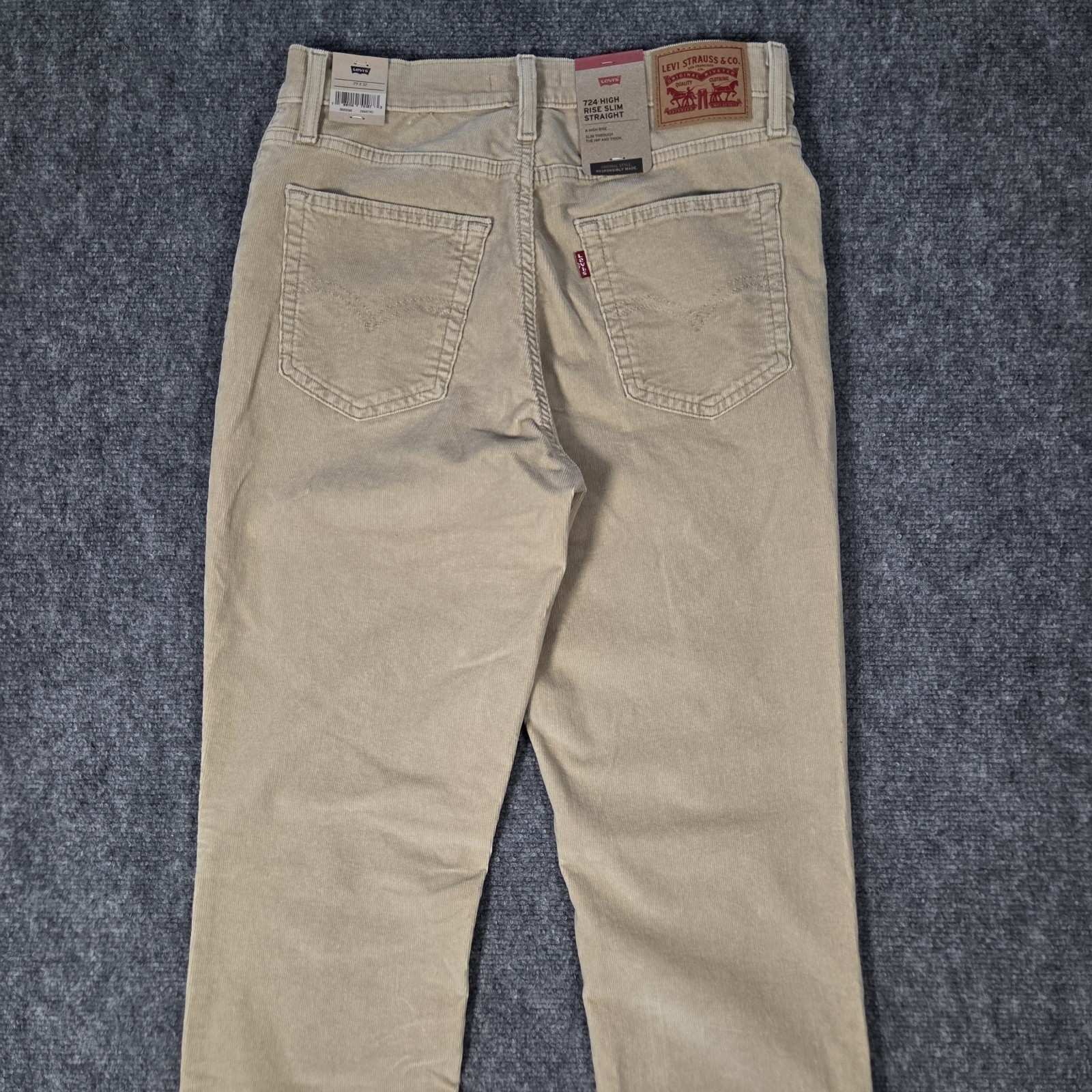 NWT Levi's 724 Womens 29x32 High Rise Slim Straight Beige Corduroy Pants Tan thumbnail 8