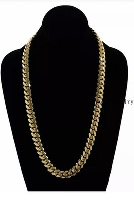 10K Solid Yellow Gold 10mm Miami Cuban Curb Chain 24'' Heavy Necklace Box Clasp