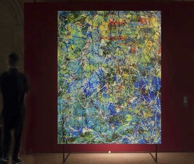 Jackson Pollock Style Giant Canvas Painting 81 X62  (6 Foot 9 inch) Abstract