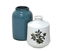 Blue & White Ceramic Vases Small Modern Style Set 2