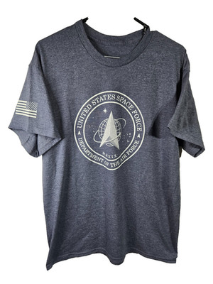 United States Space Force T-Shirt Classic Blue American Flag Air Force Made USA
