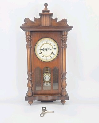 Vintage Steinbach Regulator Wall Clock Walnut Wood R & A Pendulum Germany Works