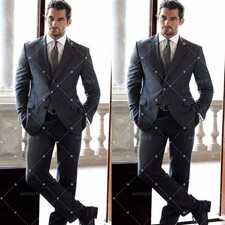 Charcoal Gray Men's Suits Slim Fit for Business Evening Rarty Prom Fit 2 Pieces