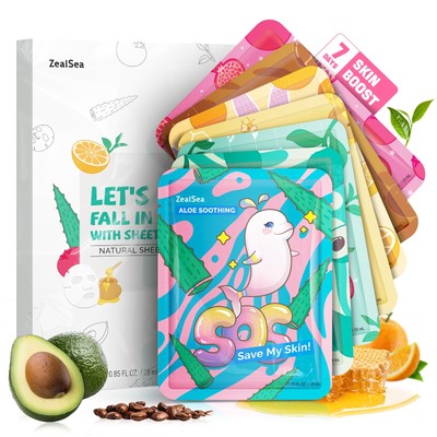 ZealSea Sheet Mask Face Mask Skin Care (Pack of 7) Beauty Facial Mask Kids Spa