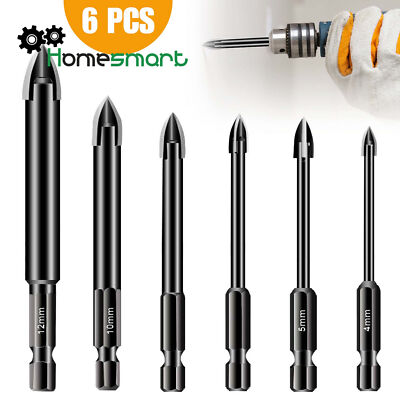 6Pcs Tungsten Carbide Drill Bit Set For Ceramic/Tile/Concrete/Brick Glass AHS