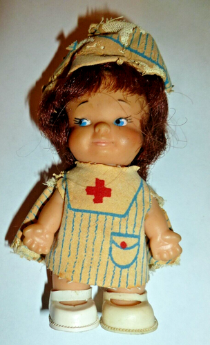 Vintage Miniature Red Cross Nurse Doll PeeWee 4" Tall Small - Picture 1 of 6