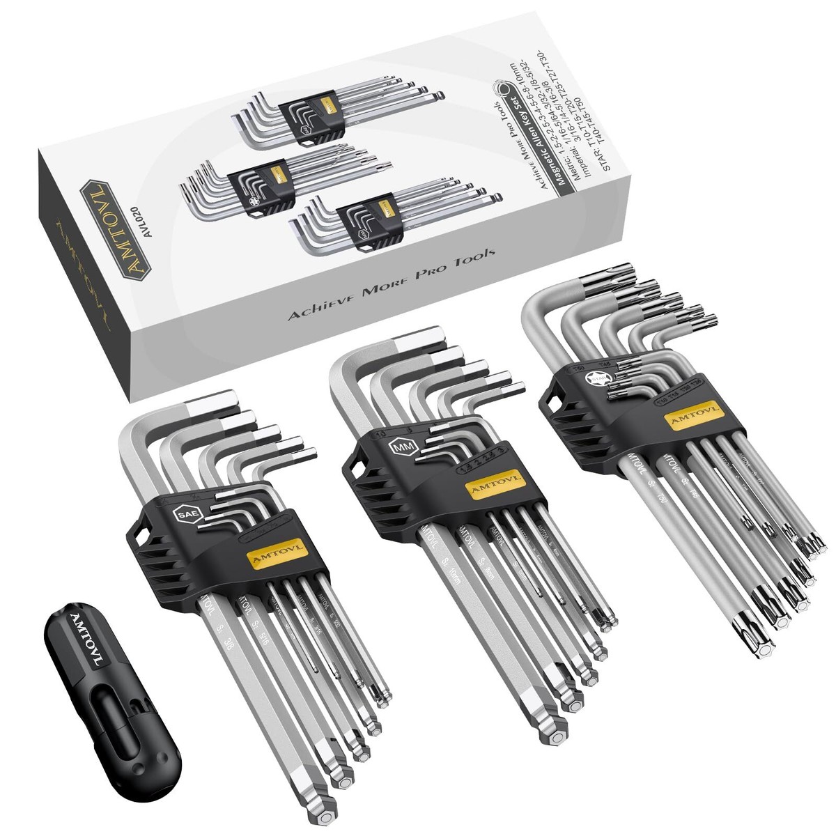 Hex Key Set 27pcs Magnetic Allen Wrench Set S2 Steel Sae Metric
