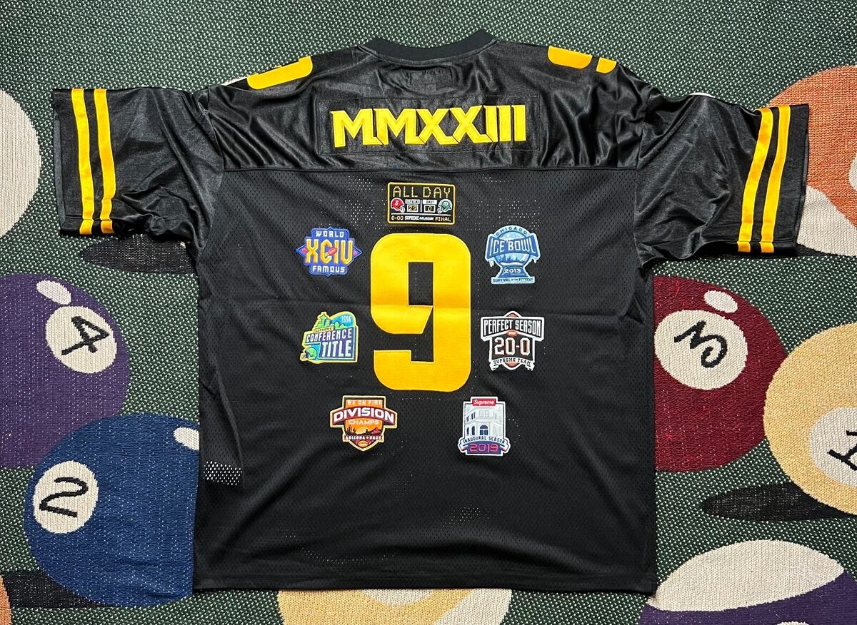 Supreme Championship Embroidered Football Jersey Black Size Supreme Championship Embroidered Football Jersey Black Size