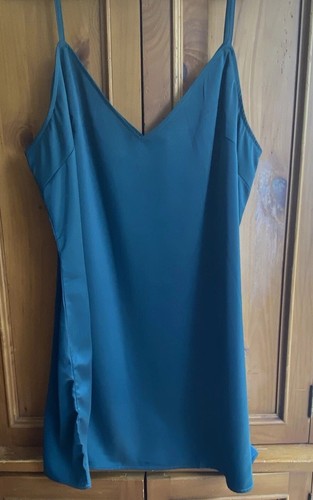 NWT Nasty Gal Green Teal Satin Mini Slip Dress Party US size 20 party - Picture 12 of 18