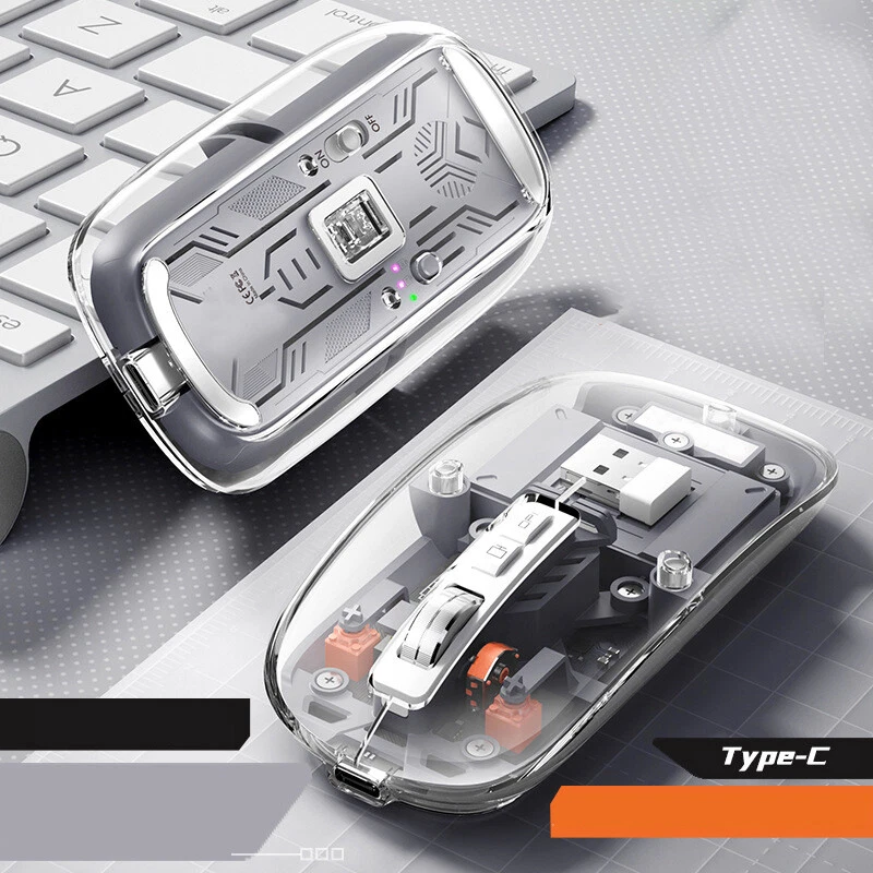 Wireless Bluetooth mouse With magnetic attraction Transparent shell Rechargeable - Image 3 of 4