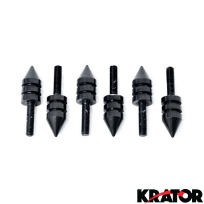 NEW 6 Black Spike License Plate Frame Bolts Screw Caps for