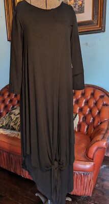 Soft Surroundings Dress Women s Sz Small Black Alexandra 3/4 Sleeve High Low NWT