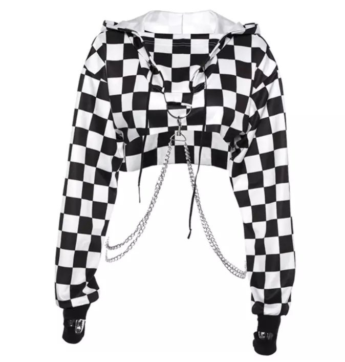 Checkered 2025 crop hoodie
