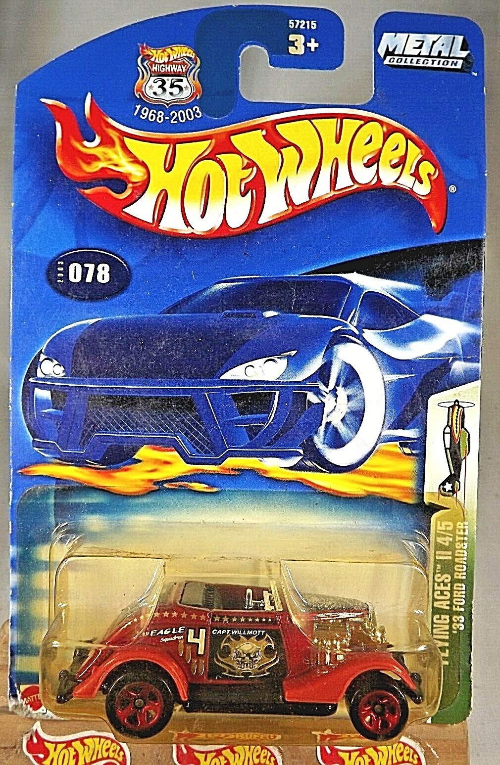 2003 Hot Wheels #78 Flying Aces ll 4/5 '33 FORD ROADSTER Red w/Red 5 Spoke Wheel