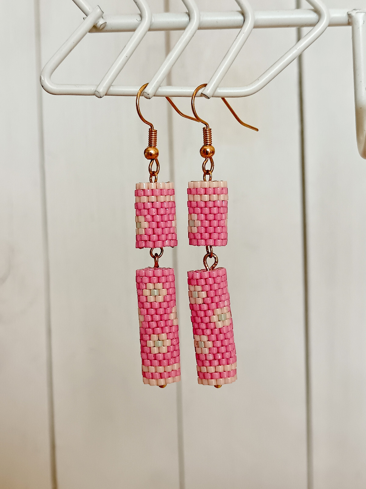Boucles d'oreilles en perles roses et beiges Romantique de 8mm