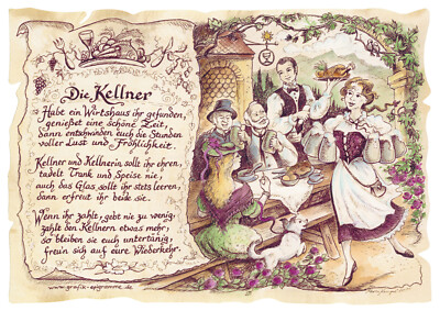 Berufsbild Zunftbild Geschenk Karte Deko Kellner Ober Restaurant
