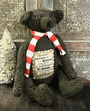 Grand Christmas Exhibition Grubby Primitive Worn Rustic Christmas Teddy Bear 17"
