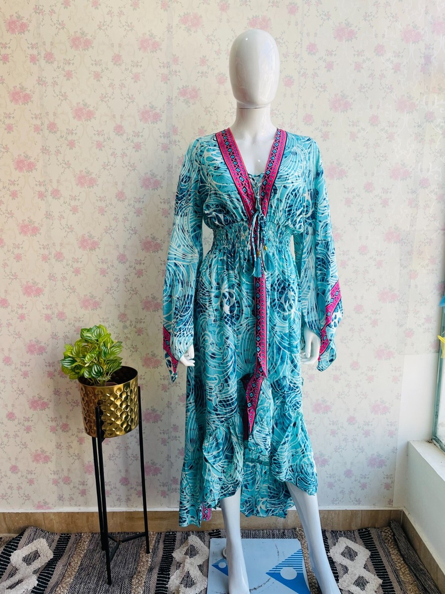 bohemian butterfly dress Women's Maxi Sleeve Summer Dress Free Size Boho Long FALL and WINTER Buy Women's Dresses Joe Color:Black & Orange allowing you to embrace