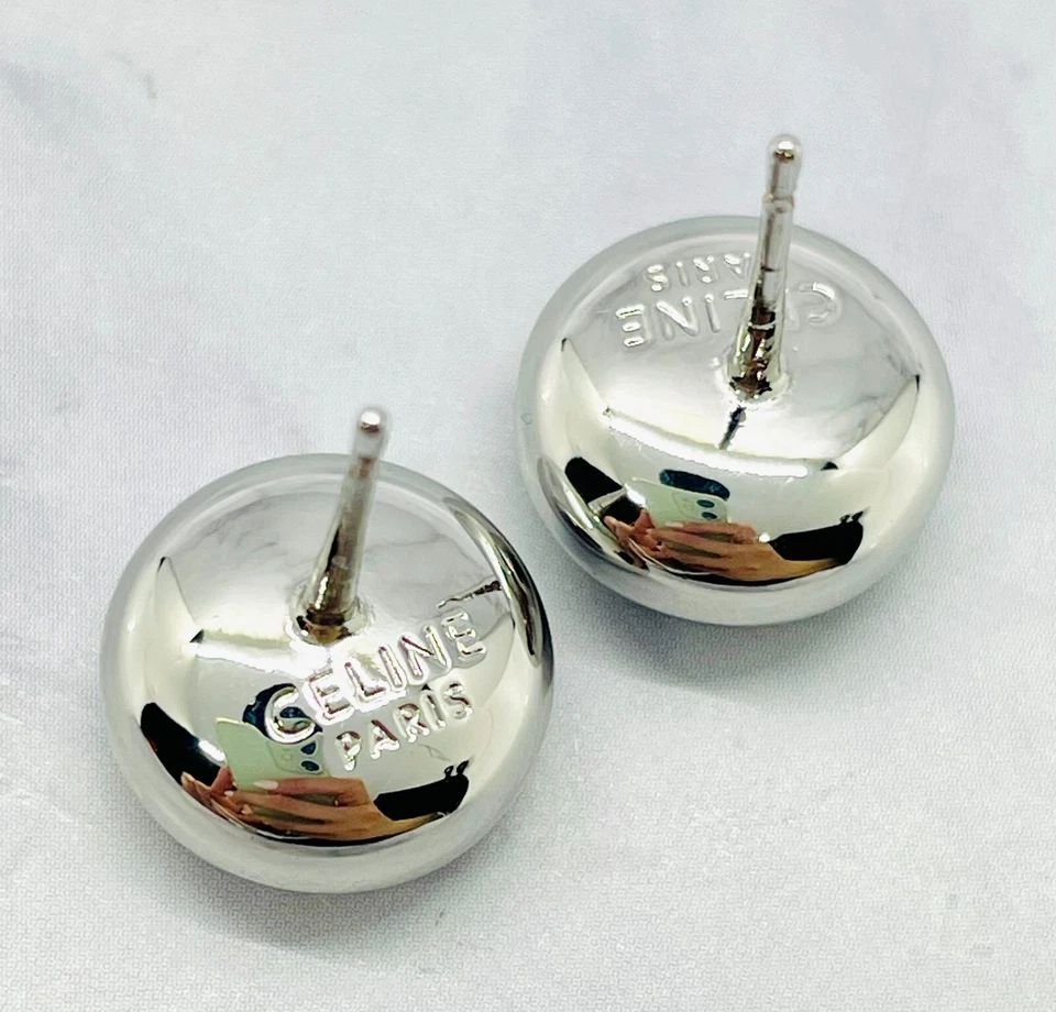 Auth CELINE Monogram Silver Button Earrings - Pre owned / LS5496 - Image 2 of 4