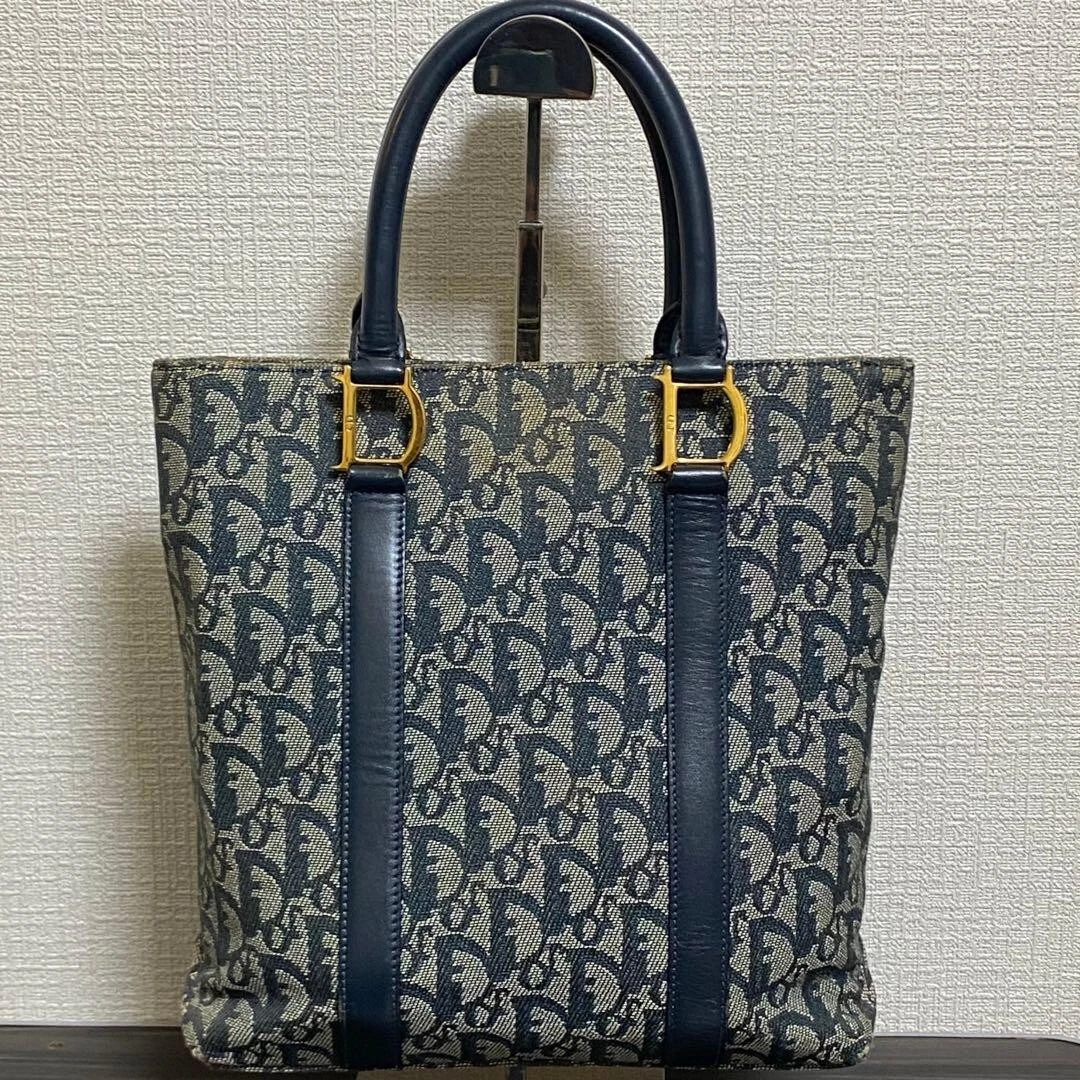 Sac vintage authentique Christian Dior trotteur Dior logo toile et cuir 2502M