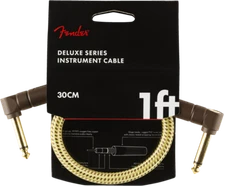 Fender Deluxe TWEED Electric Guitar/Instrument Patch Cable, Right-Angle, 1' ft