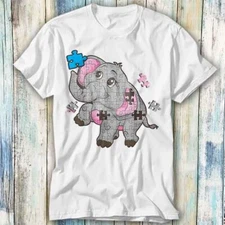 Elephant Puzzle Autism Awareness Gift Kids T Shirt Meme Gift Top Tee Unisex 1096