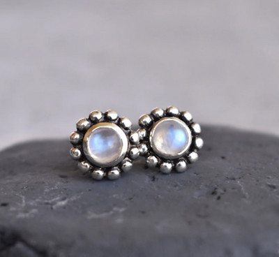 925 Sterling Silver Moonstone Stud Earrings main image 0