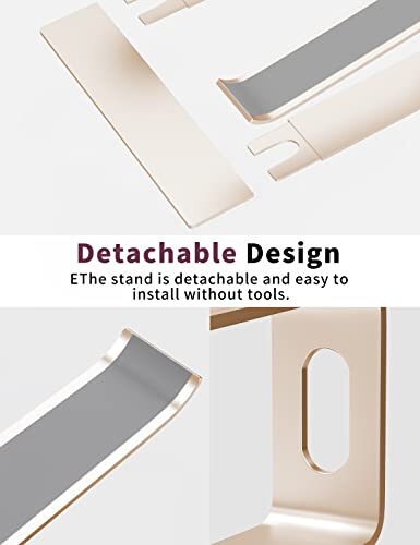 Aluminum Laptop Stand for Desk Ergonomic Computer Riser with Detachable Holder