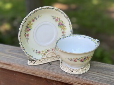Vintage Imperial China Multicolor Teacup And Saucer, Japanese Tea Set, Gold Rim