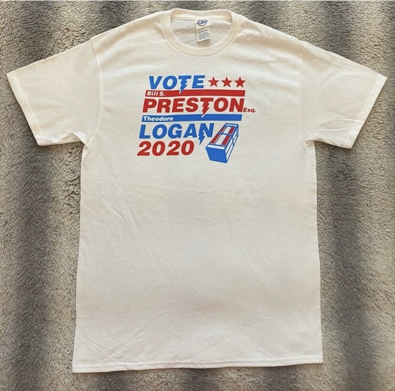 Bill & Ted Excellent Adventure Vote 2020 Tee Shirt Mens Medium White Red Blue