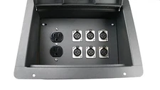 Recessed Stage Audio Floor Box w/6 Female XLR Mic Connectors + Duplex AC 