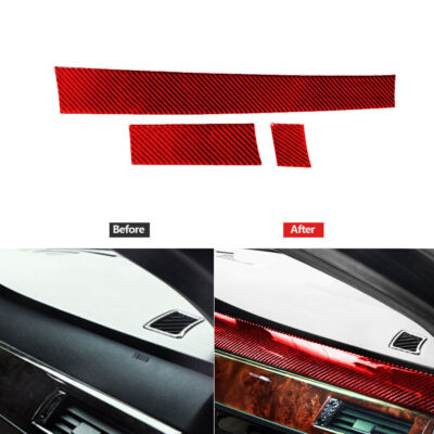For BMW 5 Series E60 2005-10 Red Carbon Fiber Console Dashboard Panel Cover Trim