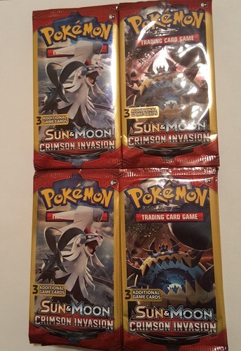 lot of 40 pokemon packs sun&moon crimson invasion 3-card packs