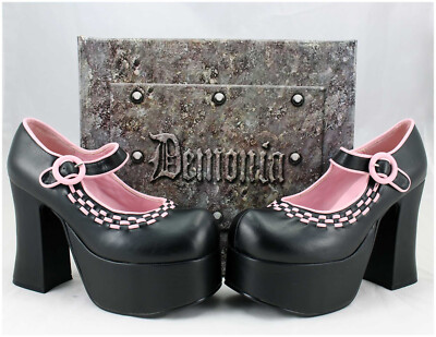 Demonia Gothic Schuhe Gr. 37 / US7 Plateau CHARADE-08 schwarz/pink (#3979)