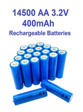 20-PCS 14500 LiFePO4 AA 3.2V 400mAh Rechargeable Batteries Solar Lights 14500T20