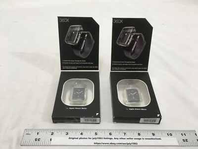 (2) NEW Raptic Glass Hybrid 360X Rubber Bumper for Apple Watch 38mm - CLEAR (ob)