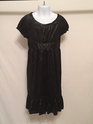 George girls black dress with sliver dots & tie back Large 10-12 | eBay