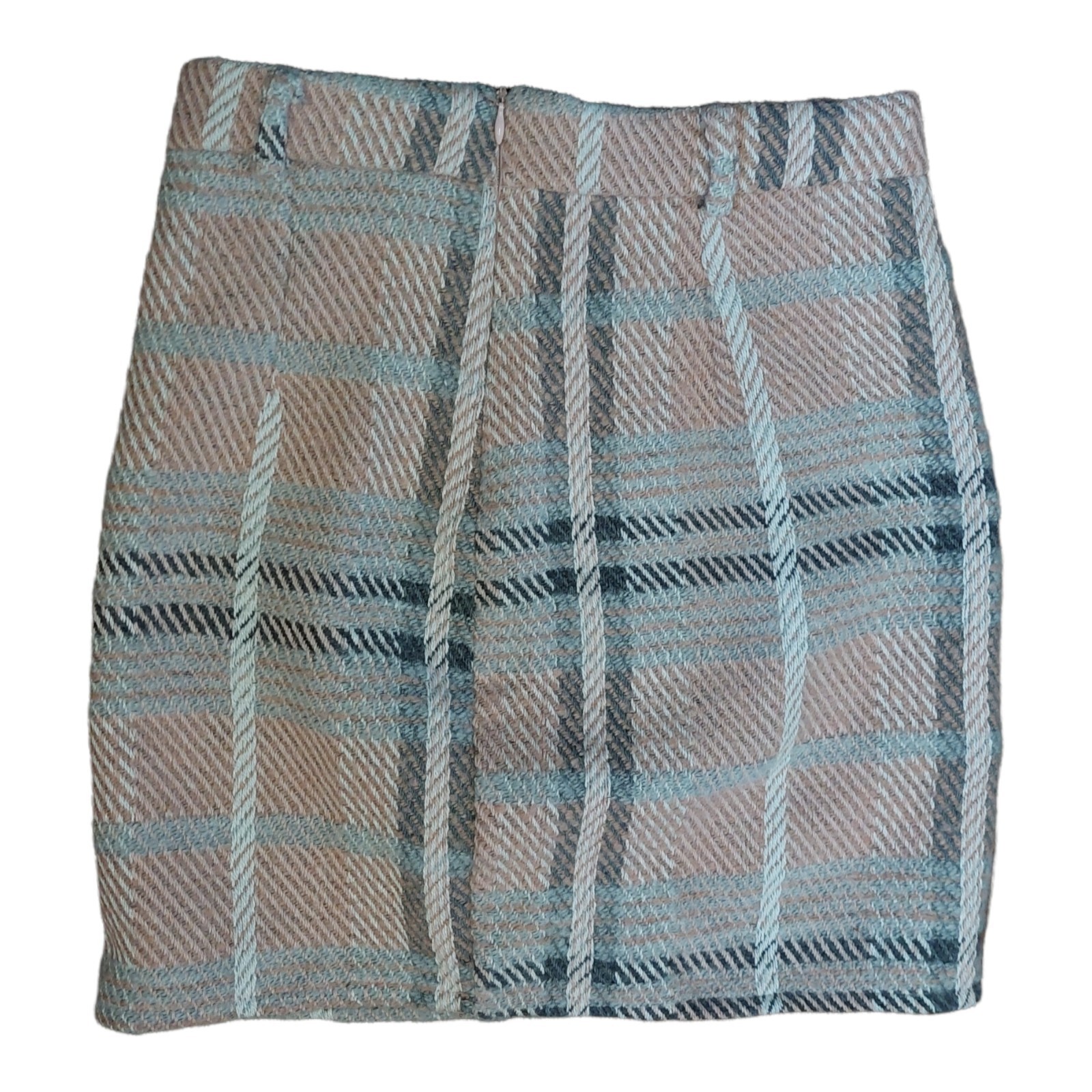 Plaid Pink White Zipper Skirt Size Small by Simplee