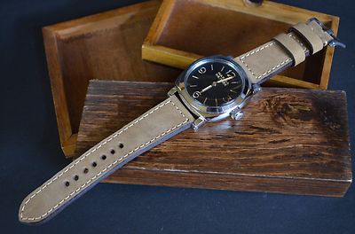 UHRENARMBAND 26 24 22 MM BEIGE COSTA ECHT NUBUK LEDER FÜR PANERAI ETC MA STRAP