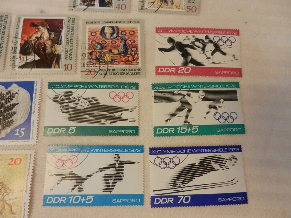 Lot of 22 East Germany Stamps 1968-1969, 1971, 1973 Art, Fossils, Sports, More - Image 3 of 4