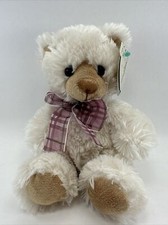 First and  Main "Maxine" 1414 Sitting Teddy Bear Purple Bow Furry Plush 7"