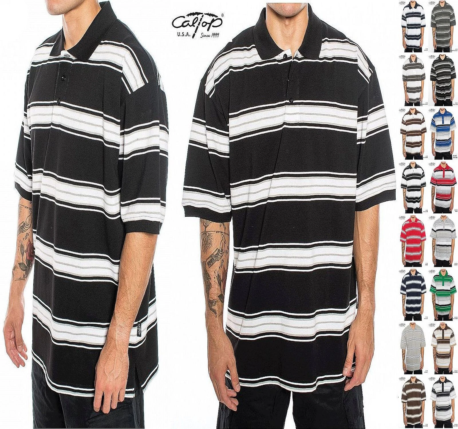 Mens Caltop Sportswear Stripped Short Sleeve Button Up Knit Polo Shirt
Opens in a new window or tab