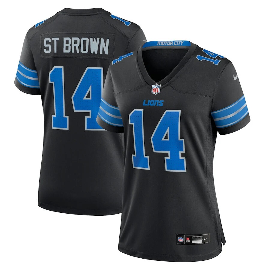 Amon-Ra St. Brown WOMEN Stitched Jersey Black / Blue / White