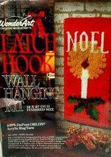 Vintage New Old Stock WonderArt Latch Hook Kit "Noel" 12" x 27" Wall Hanging