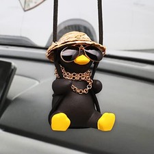 Duck Car Hanging Ornament - Cool Accessories for Rear View Mirror, Cute Black