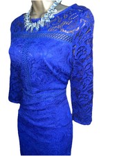 LOVELY WALLIS ❤️ BLUE LACE  BALL DRESS SIZE 14 WEDDING OCCASION PARTY EVENING