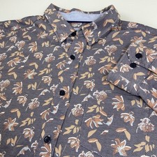 Johnston  Murphy Mens Large Blue Floral XC Flex Button Down Shirt Excellent