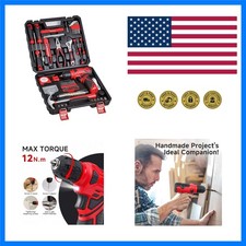 8V Cordless Drill Set, 132-Piece Home Tool Set for DIY & Home Improvement | R...